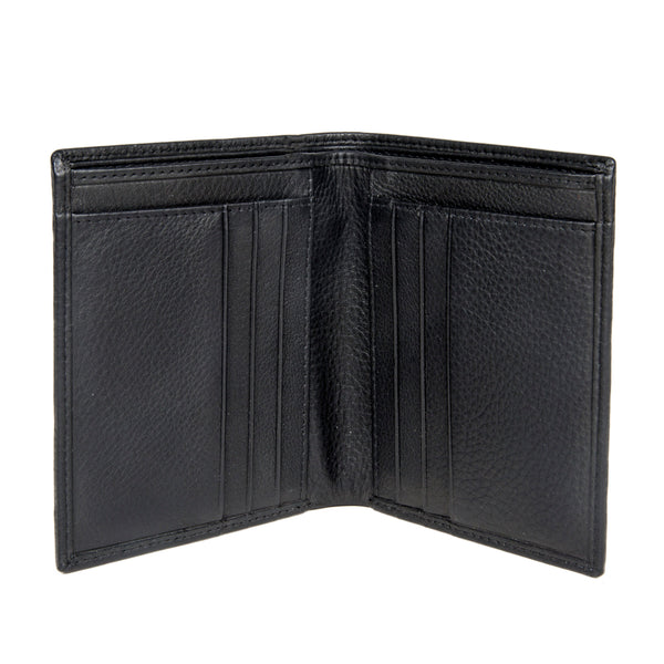 Black vertical leather wallet