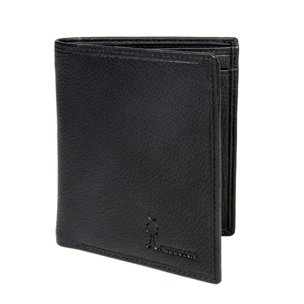 Black vertical leather wallet
