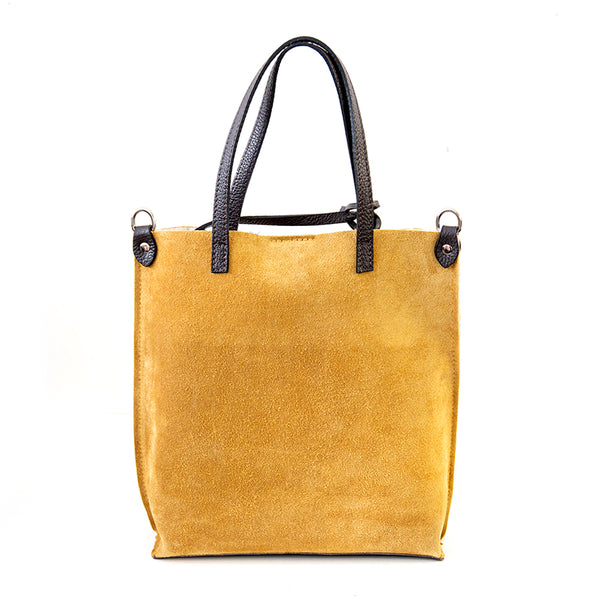 TRUDI - suede and ochre eco-shearling bag