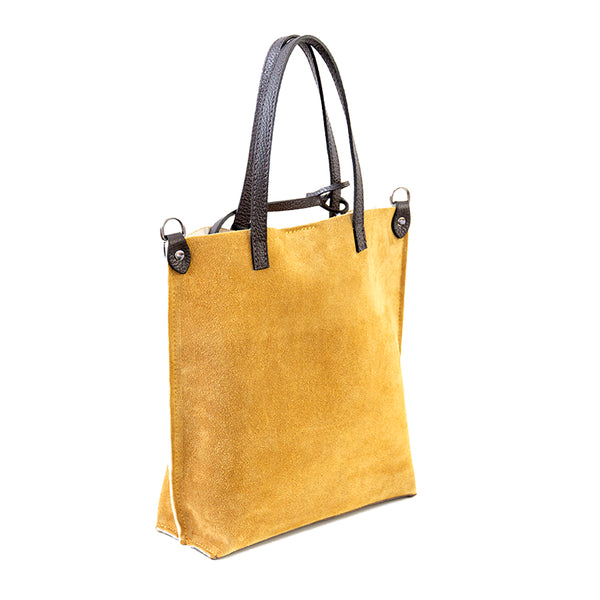 TRUDI - suede and ochre eco-shearling bag