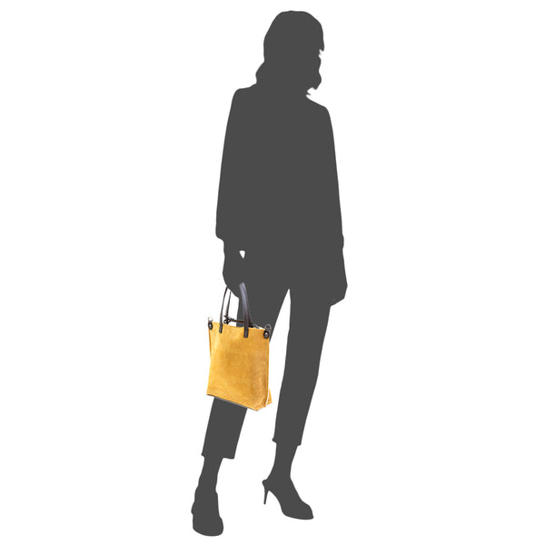 TRUDI - suede and ochre eco-shearling bag
