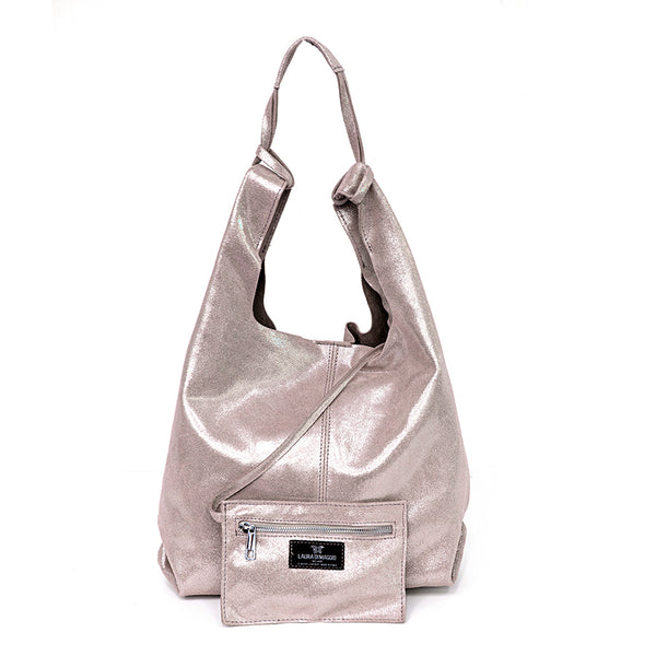 GLIETTER - sacca in pelle glitter rosa