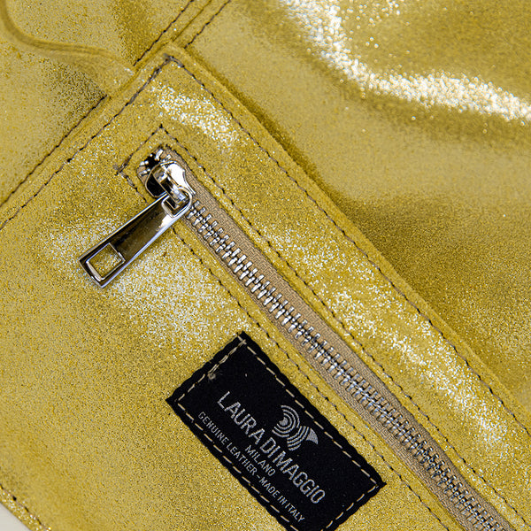 GLIETTER - yellow glitter leather bag