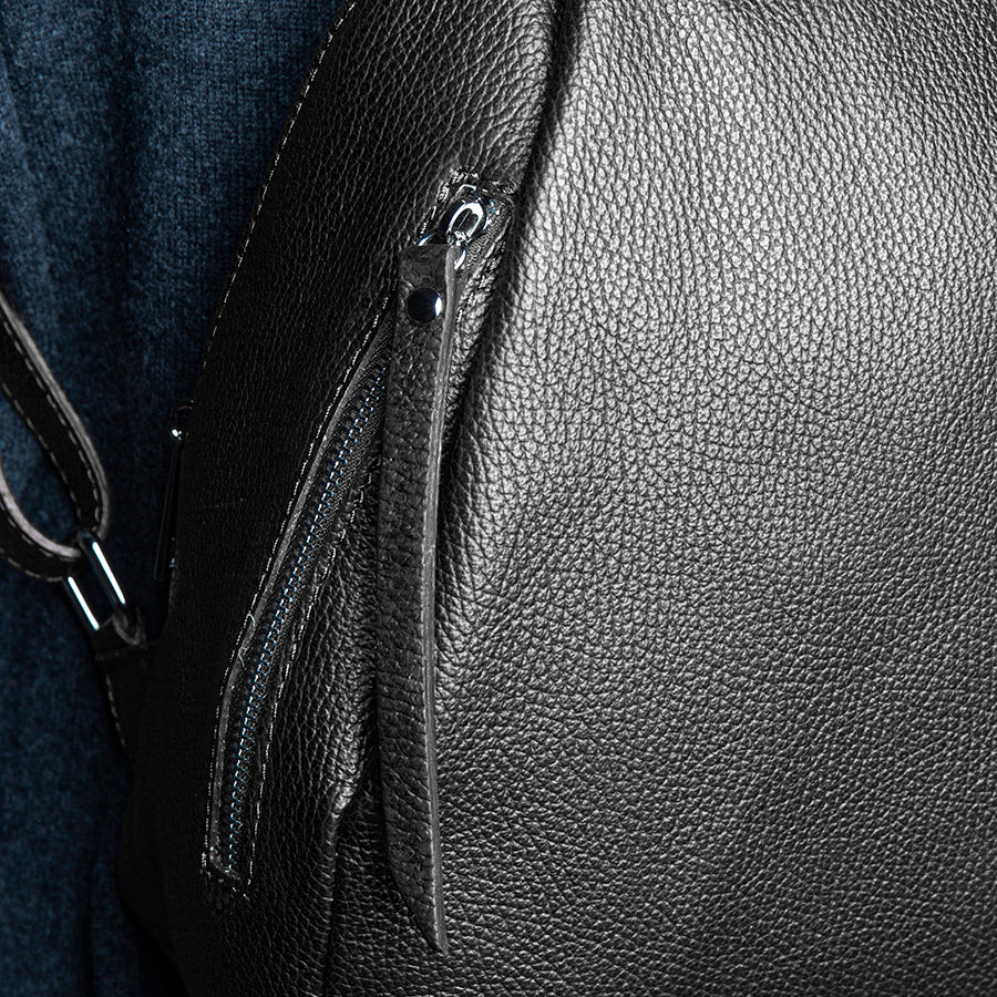 ZIP - black dollar leather backpack