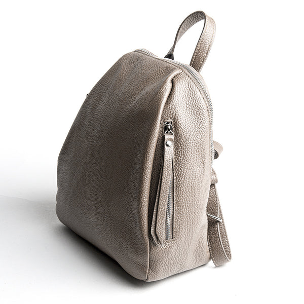 ZIP - taupe leather backpack
