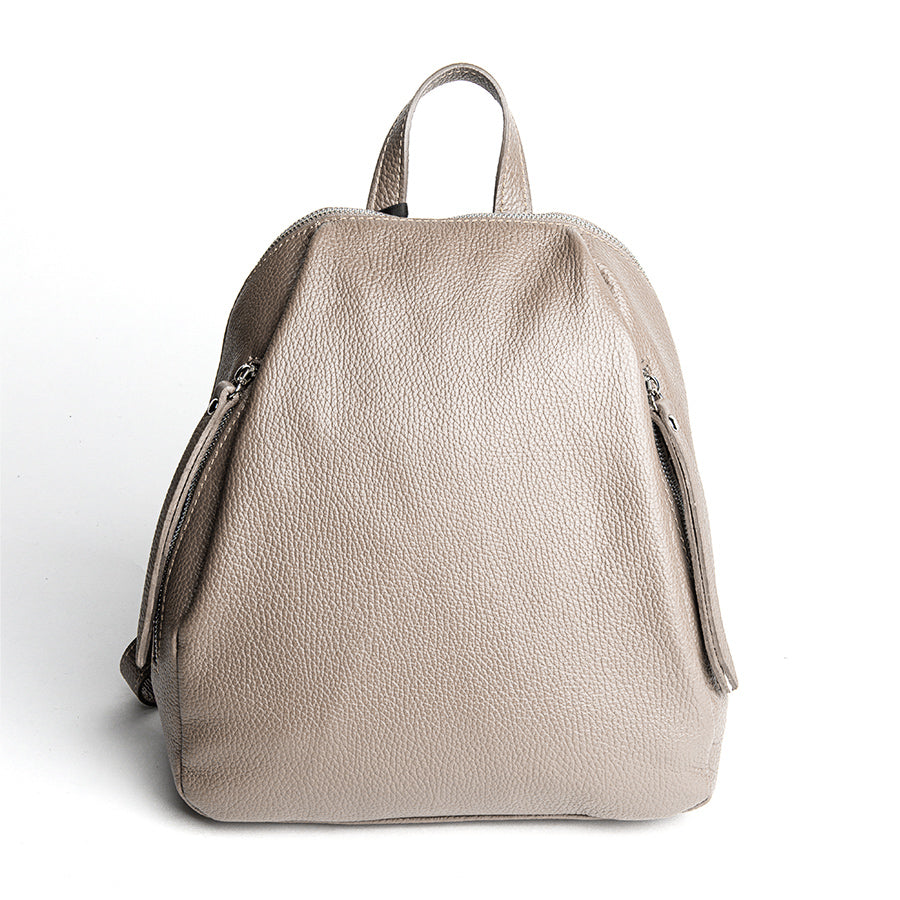 ZIP - taupe leather backpack
