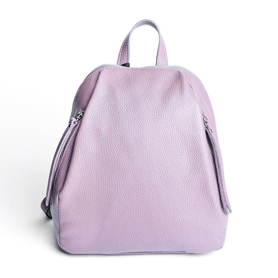 ZIP AM - lilac dollar leather backpack