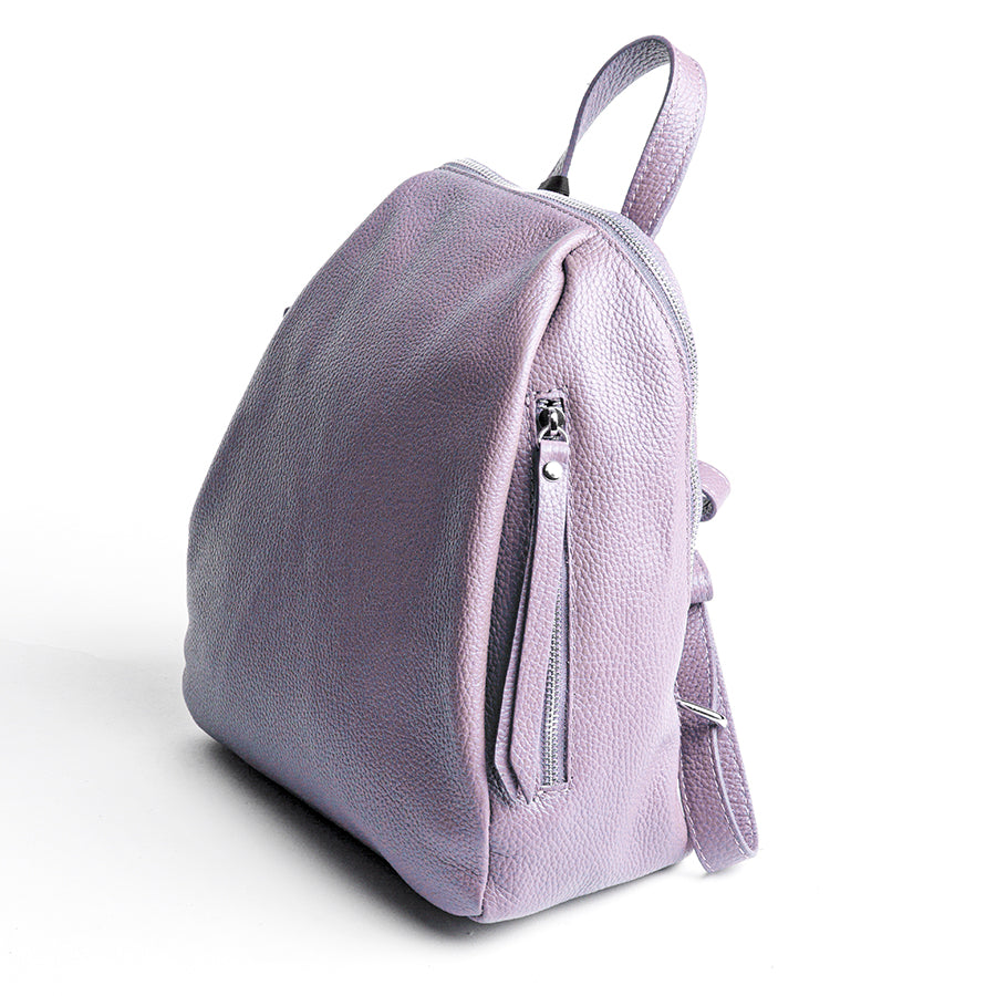 ZIP AM - lilac dollar leather backpack