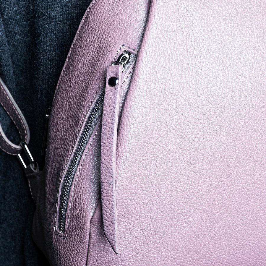 ZIP AM - lilac dollar leather backpack