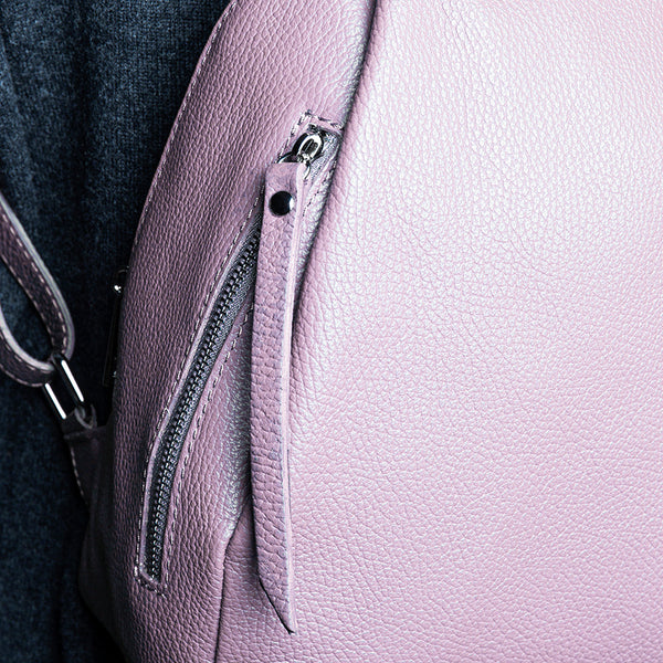 ZIP AM - lilac dollar leather backpack