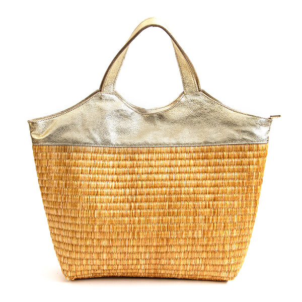 ASTRID - straw and laminated leather bag