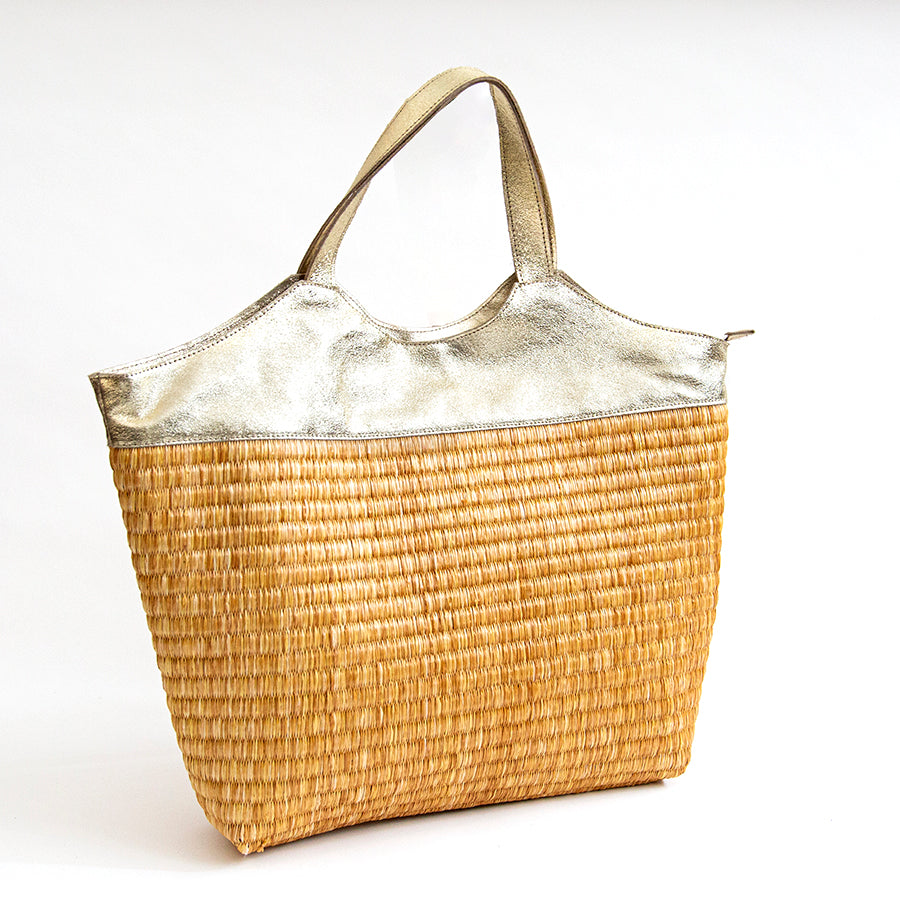 ASTRID - borsa in paglia e pelle laminata