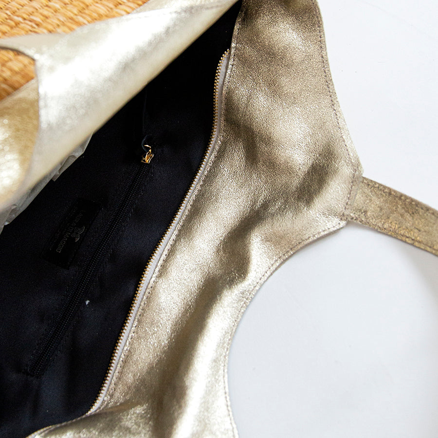 ASTRID - borsa in paglia e pelle laminata