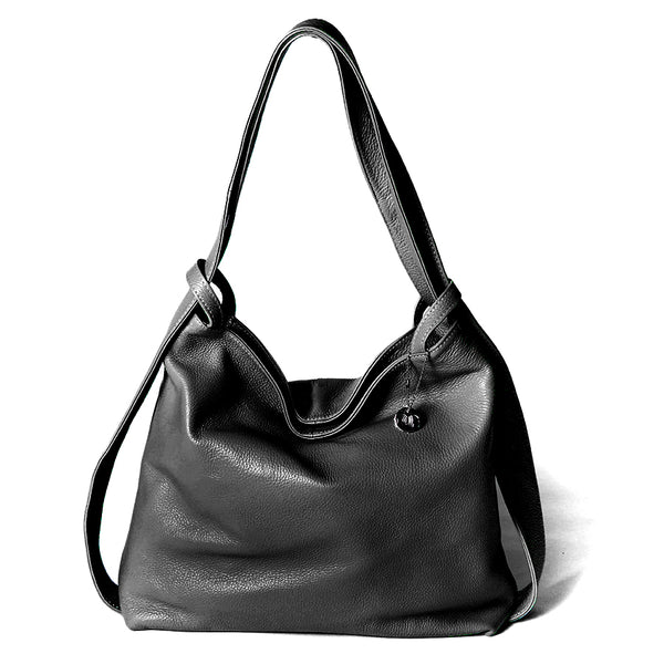VENICE - Black dollar leather backpack/bag