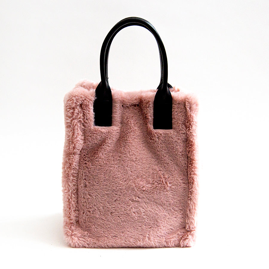 TRUDY BIG - pink eco-fur shopping bag