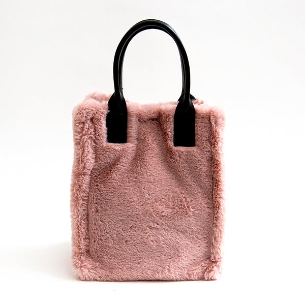 TRUDY BIG - borsa da shopping in eco-pelliccia rosa