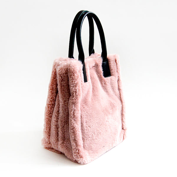 TRUDY BIG - pink eco-fur shopping bag