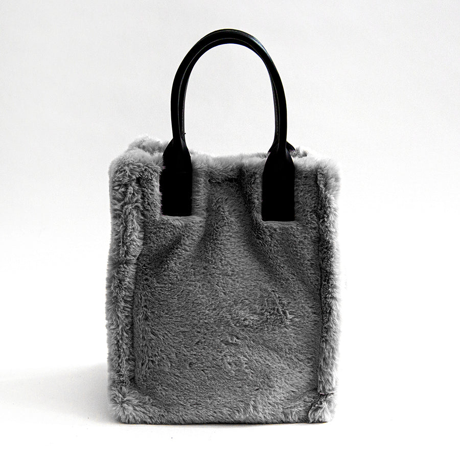 TRUDY BIG - gray eco-fur shopping bag