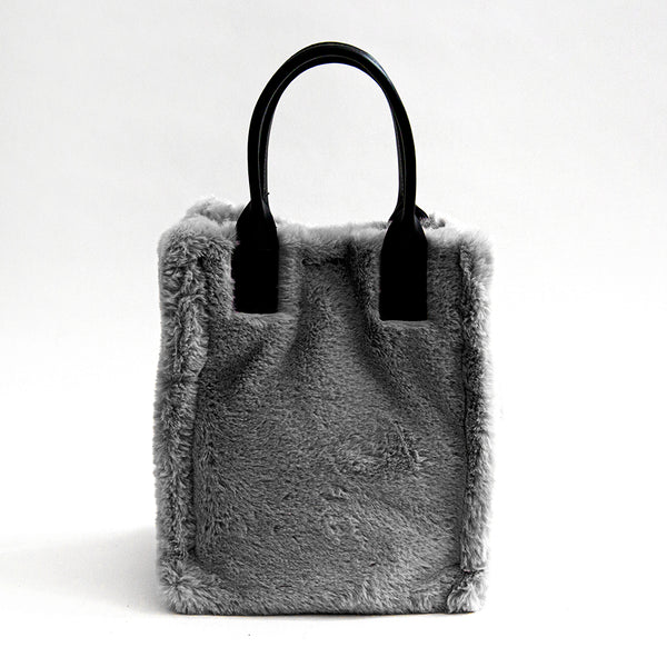 TRUDY BIG - gray eco-fur shopping bag