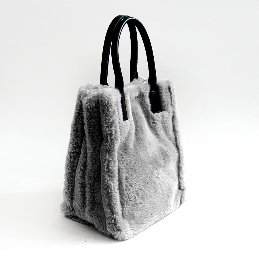 TRUDY BIG - gray eco-fur shopping bag
