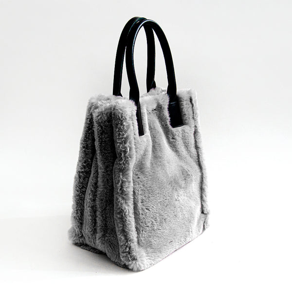 TRUDY BIG - gray eco-fur shopping bag
