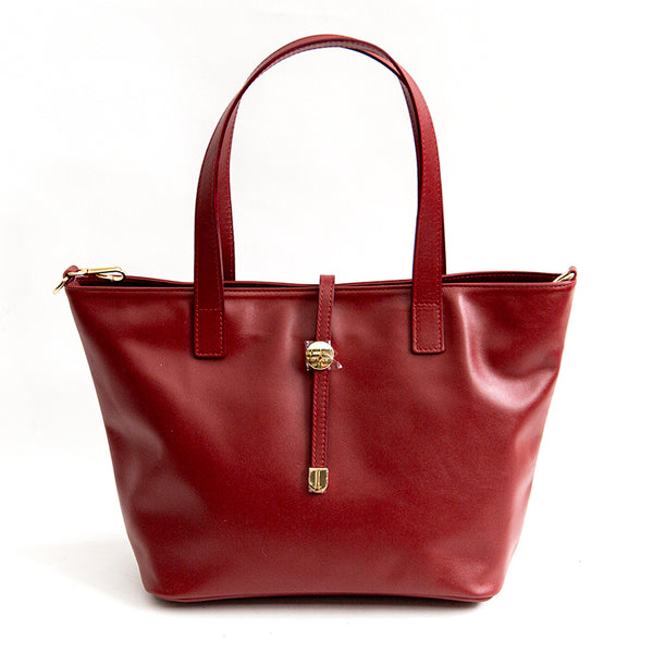 LADY - shopping in pelle soft rosso rubino
