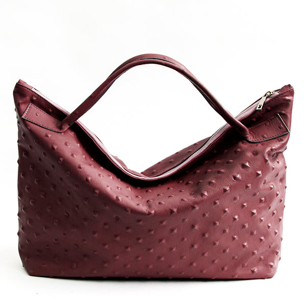BIKER - soft leather bag with stud print in burgundy