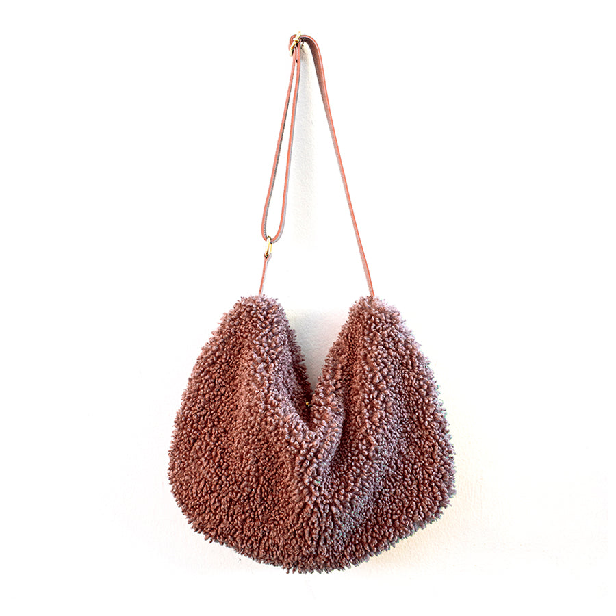 BOUCLE' - pink leather and eco-fur bag