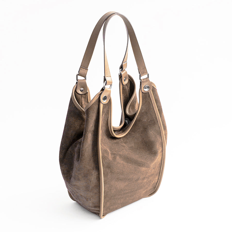 CLEA - Taupe Suede and Leather Bag