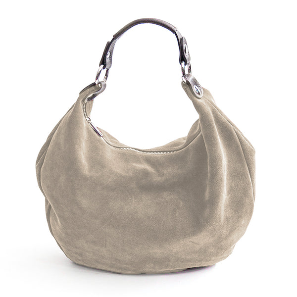 NATALIE IT/AM - Borsa Hobo in Pelle Scamosciata Latte