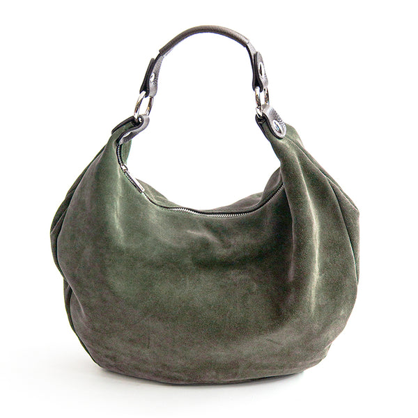 NATALIE IT/AM - Borsa Hobo in Pelle Scamosciata Verde Salvia