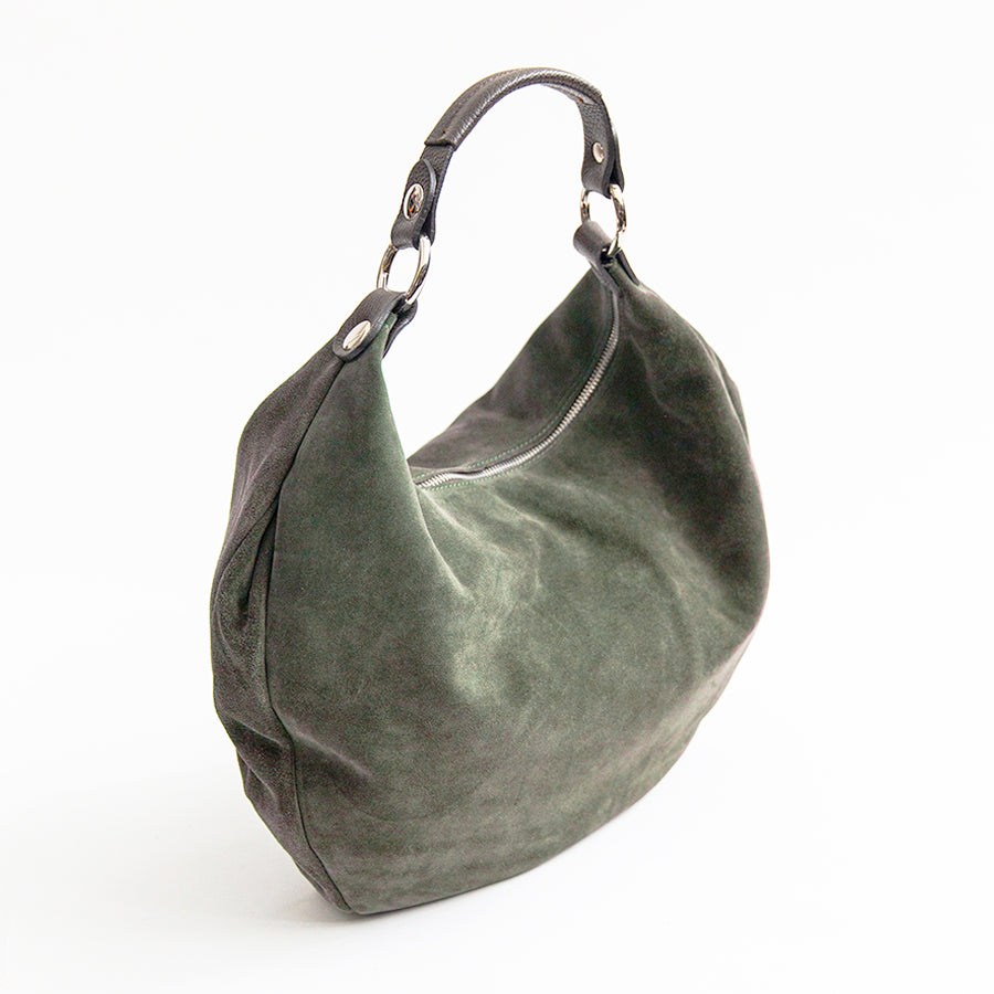 NATALIE IT/AM - Borsa Hobo in Pelle Scamosciata Verde Salvia