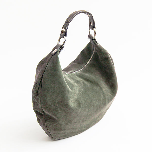 NATALIE IT/AM - Borsa Hobo in Pelle Scamosciata Verde Salvia