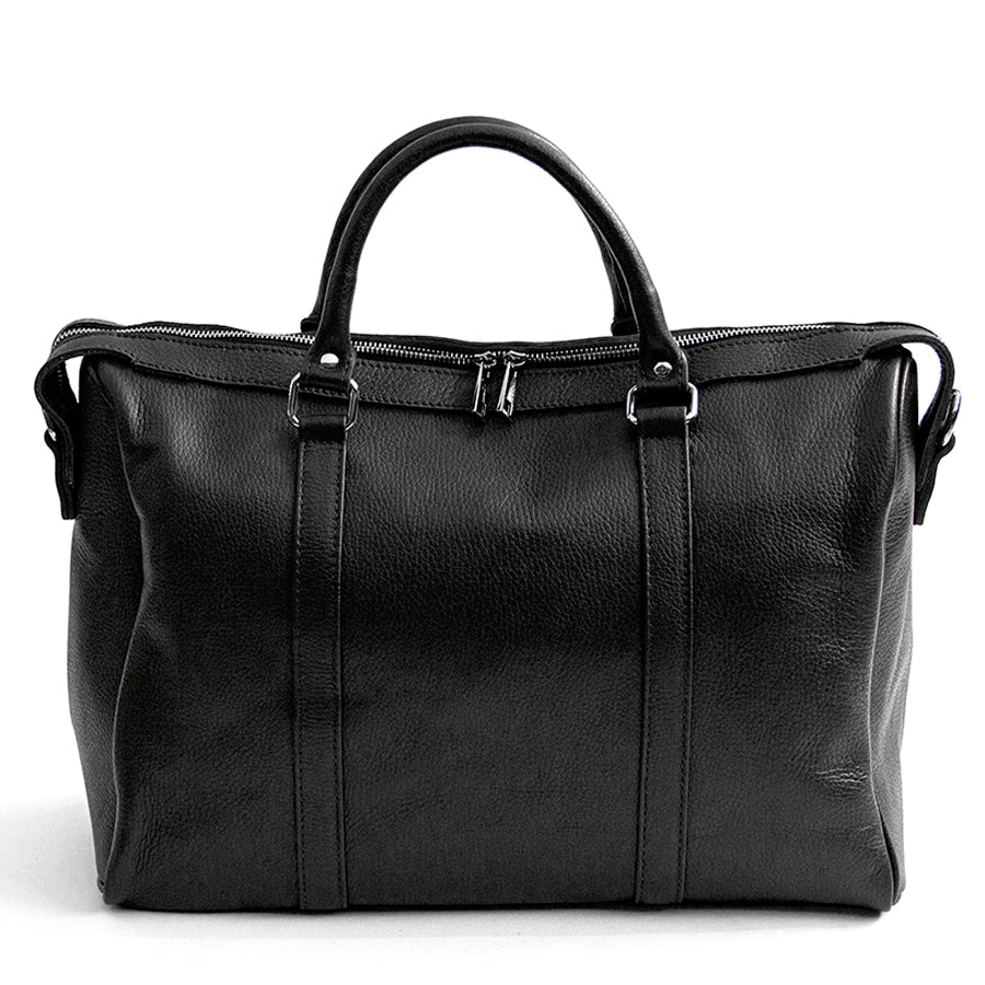 TRAVEL - Black Leather Duffle Bag