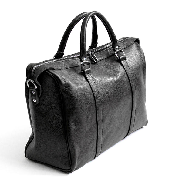 TRAVEL - Black Leather Duffle Bag
