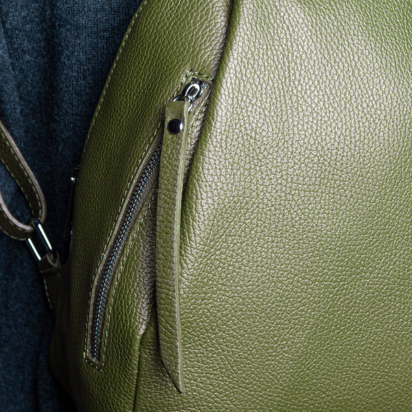 ZIP - olive dollar leather backpack