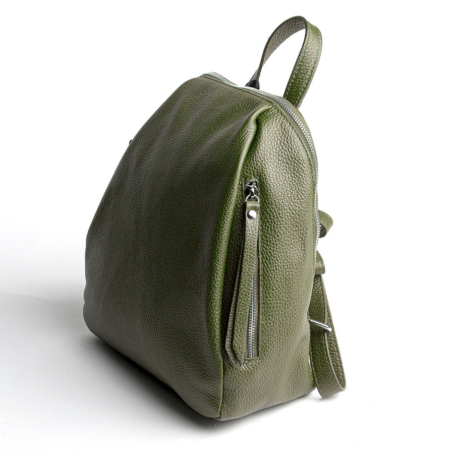 ZIP - olive dollar leather backpack