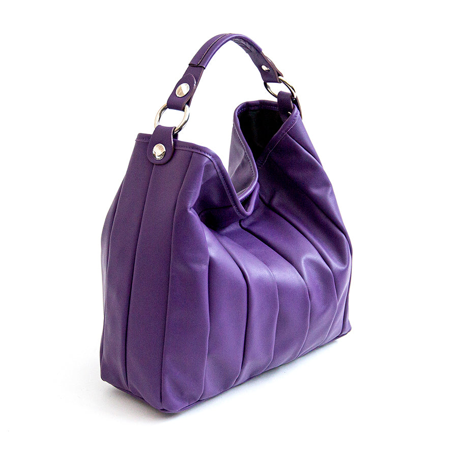 TESSA SMALL - Sacca in pelle nappa trapuntata viola