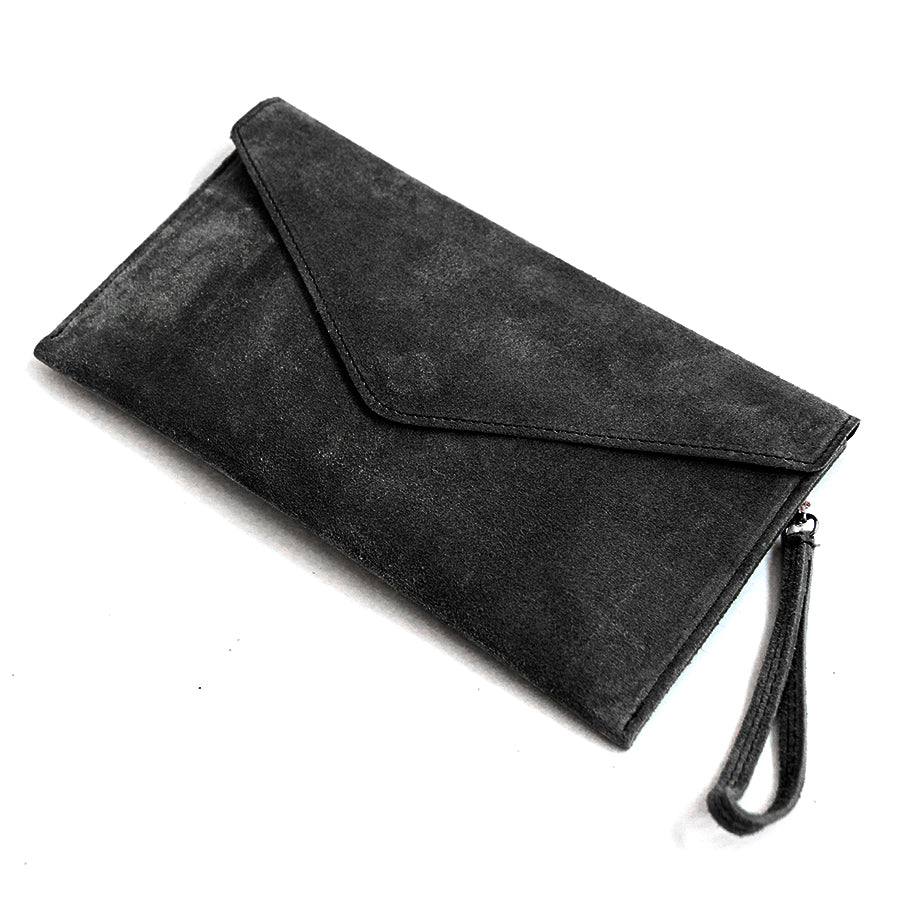 BUSTA - Postina in pelle scamosciata nera