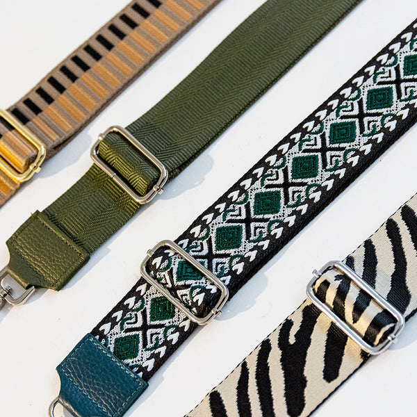 BEIGE FABRIC AND LEATHER SHOULDER STRAP