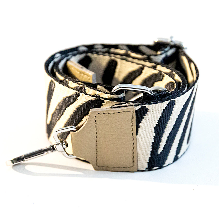 BEIGE FABRIC AND LEATHER SHOULDER STRAP