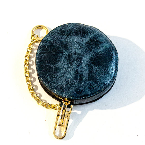 POUCH - vintage petrol leather coin purse