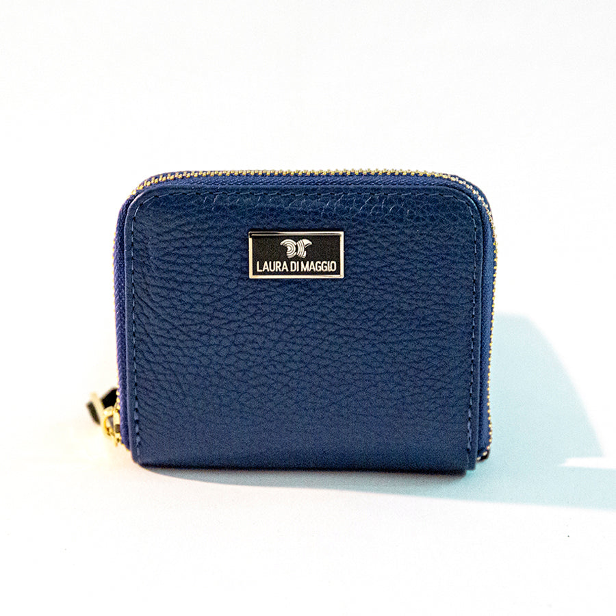 Mini Blue Leather Wallet