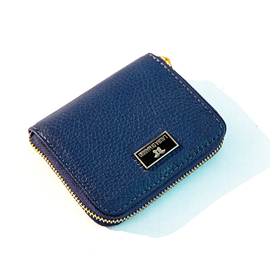 Mini Blue Leather Wallet