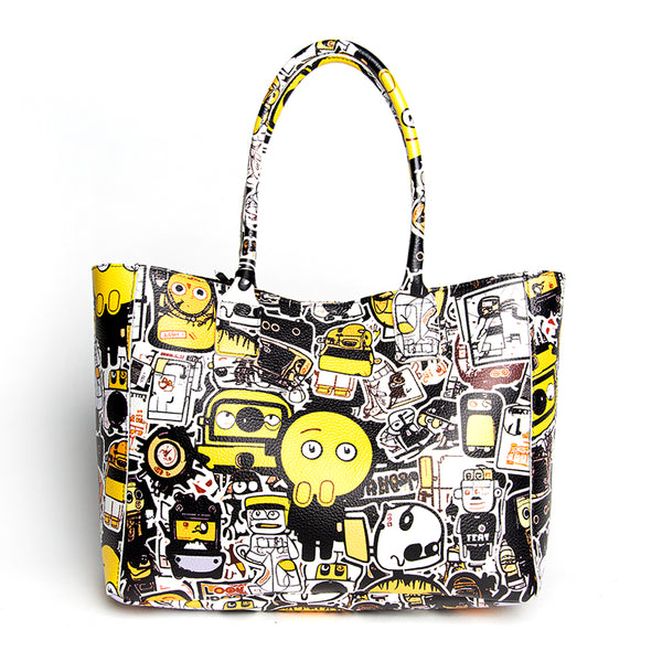 DOODLE MAXI - Shopping in pelle serigrafata
