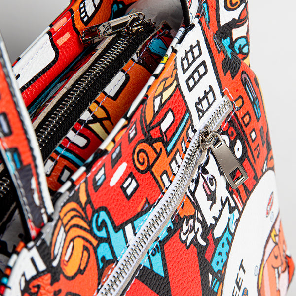 DOODLE - shopping in pelle serigrafata rossa