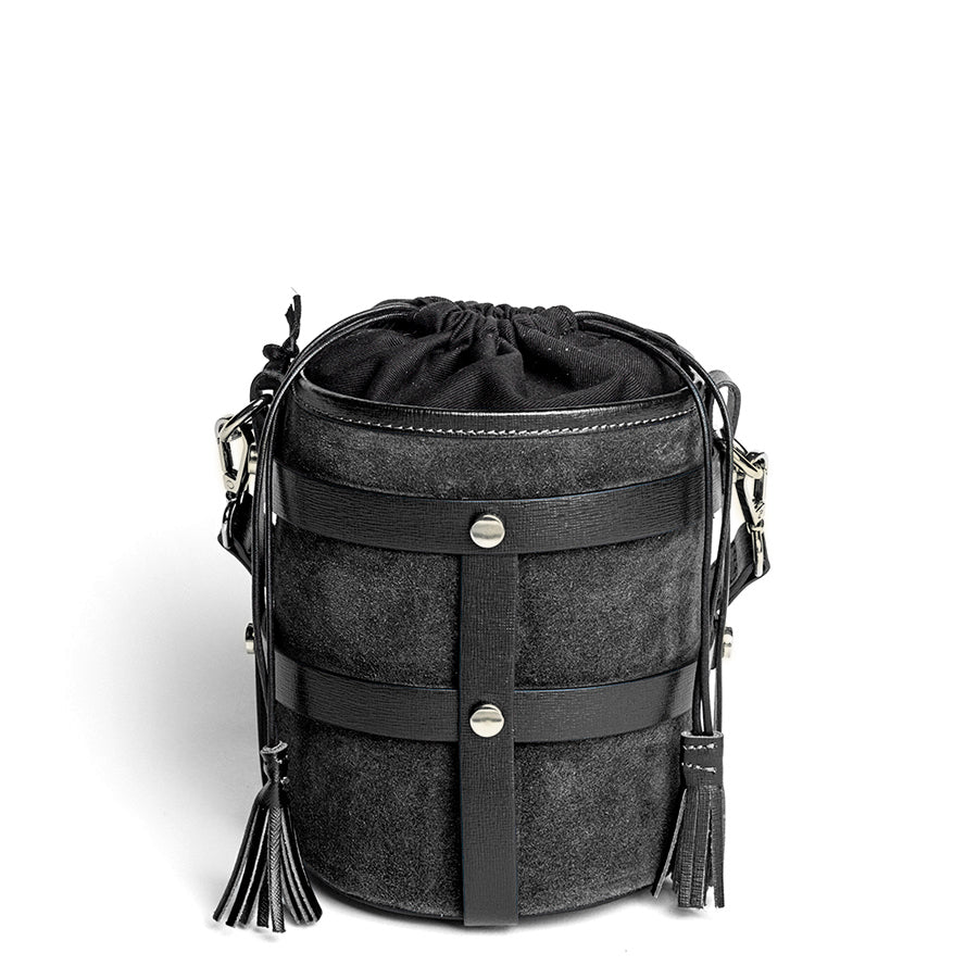 DONATELLA - black leather bucket bag