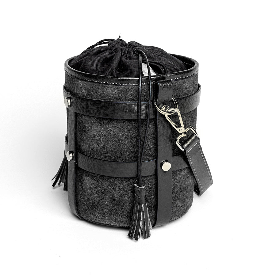 DONATELLA - black leather bucket bag