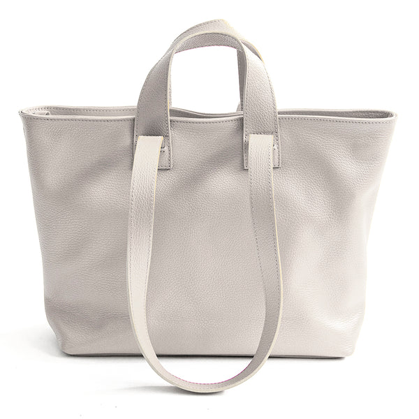 CORA - shopping doppio manico in pelle latte