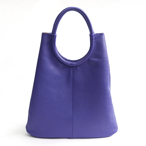 INDIA - Maxi borsa con manico tondo in pelle glicine
